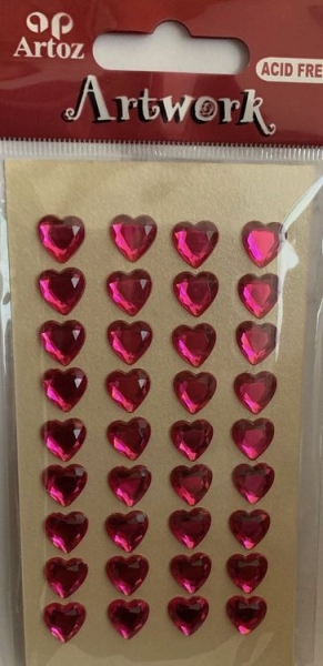 Strass-Sticker Herzen pink